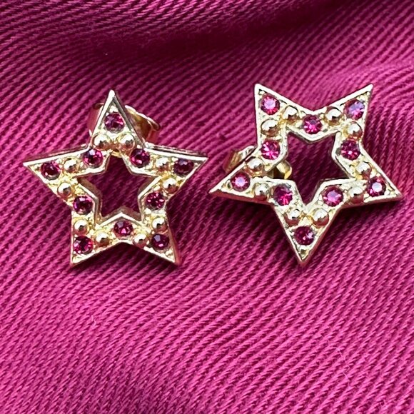 Avon Jewelry - Vintage Avon Star Ruby Red Pierced Earrings